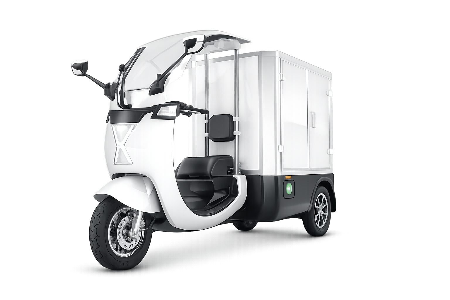 Inquieto - triciclo eléctrico Scoobic Light - 1 Scoobic Light, triciclo eléctrico de reparto urbano con caja de carga de gran volumen
